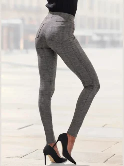 Leggings à carreaux avec poches arrière fines ceinture