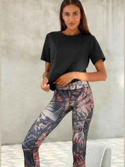 Leggings corsaires avec imprimé et large ceinture confortable