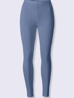 Leggings côtelés à ceinture élastique et logo décoratif