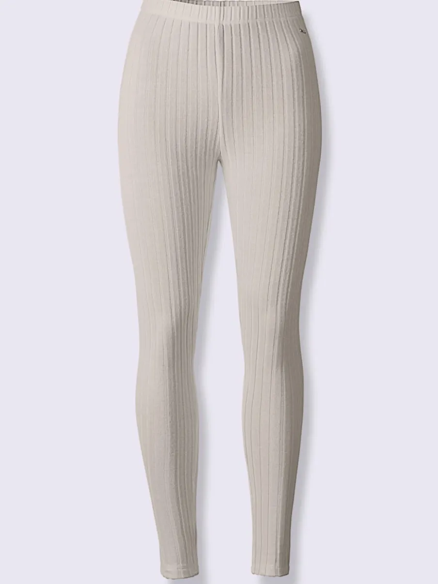 Leggings côtelés à ceinture élastique et logo décoratif