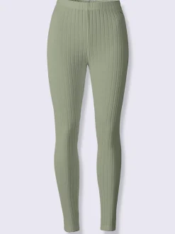 Leggings côtelés à ceinture élastique et logo décoratif