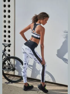 Leggings de sport performance en matière élastique avec empiècements
