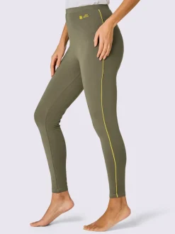 Leggings long avec ceinture intégrée et broderie contrastée