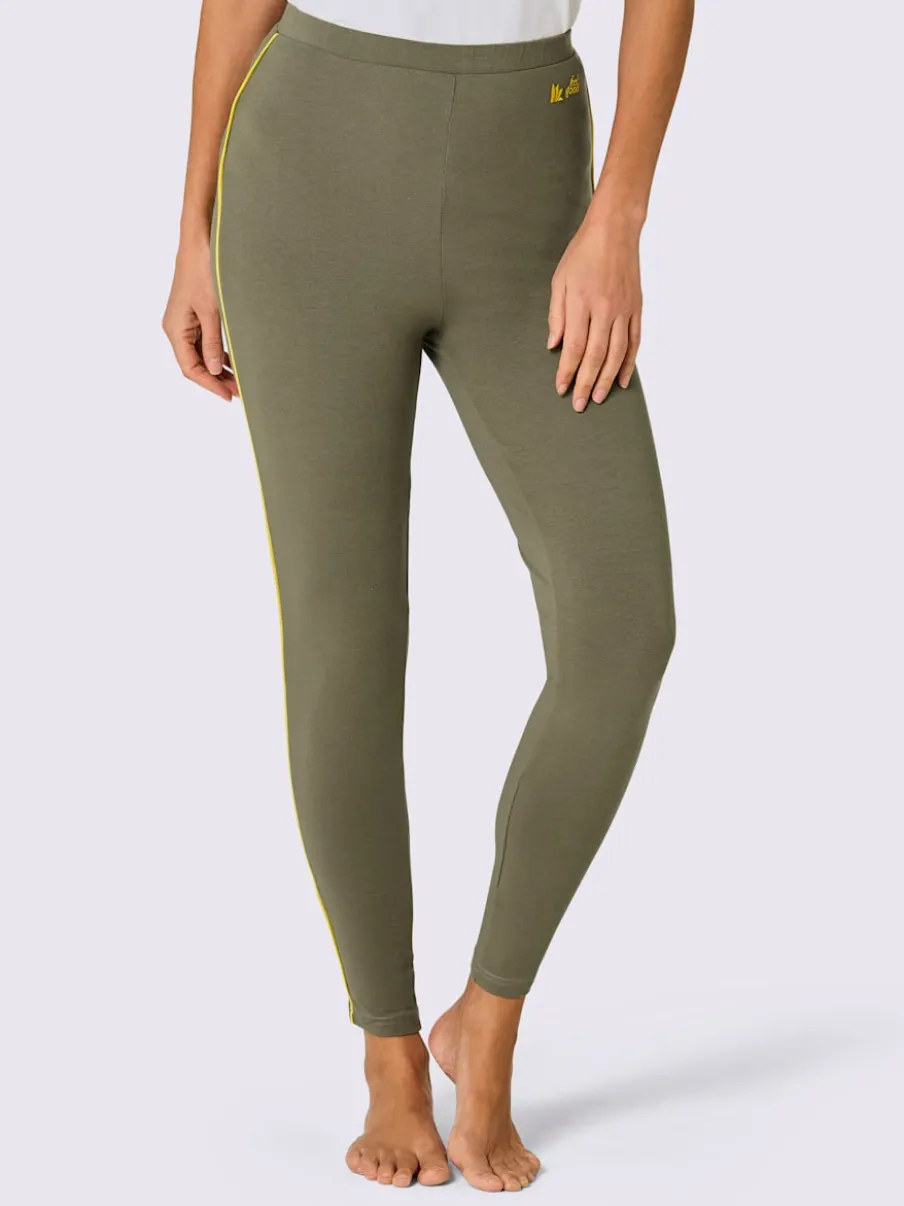 Leggings long avec ceinture intégrée et broderie contrastée