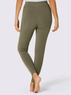 Leggings long avec ceinture intégrée et broderie contrastée