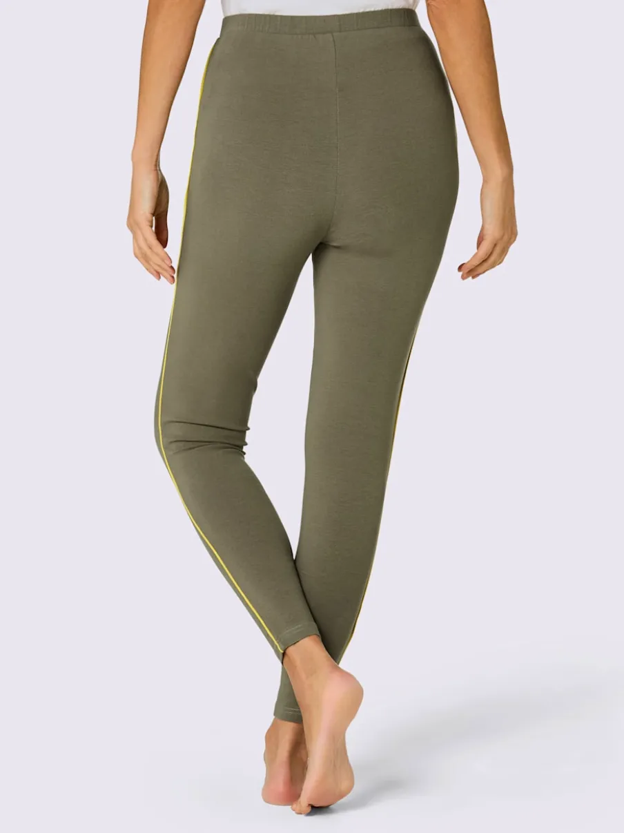 Leggings long avec ceinture intégrée et broderie contrastée