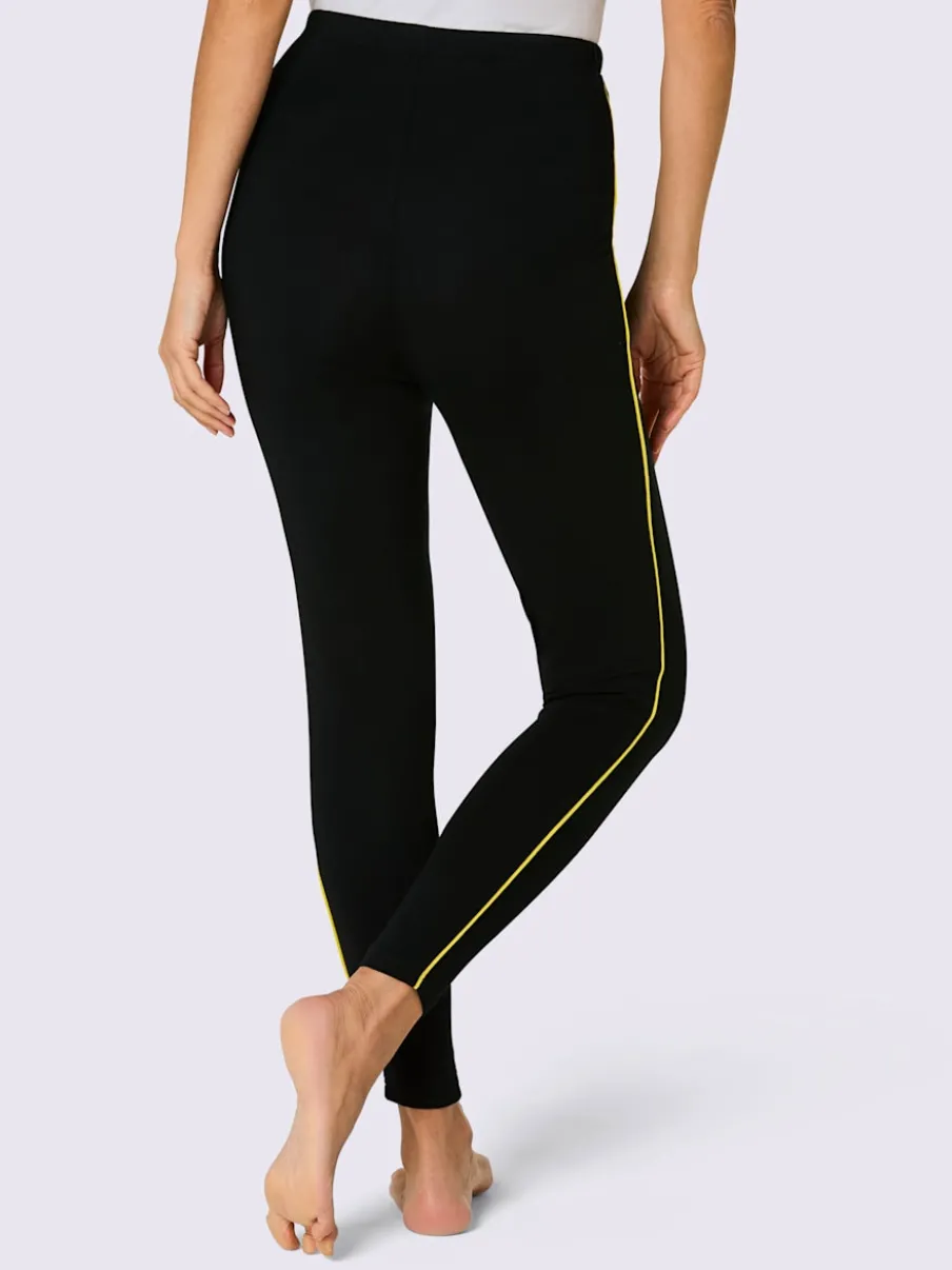 Leggings long avec ceinture intégrée et broderie contrastée