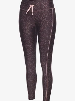 Leggings performance à imprimé animal avec ceinture élastique et passepoils contrastés