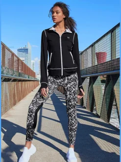 Legging sport très extensible avec motif moucheté et ceinture élastique