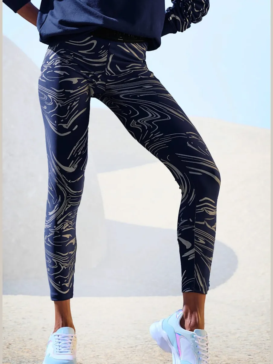 Leggings techniques au motif abstrait avec ceinture personnalisée