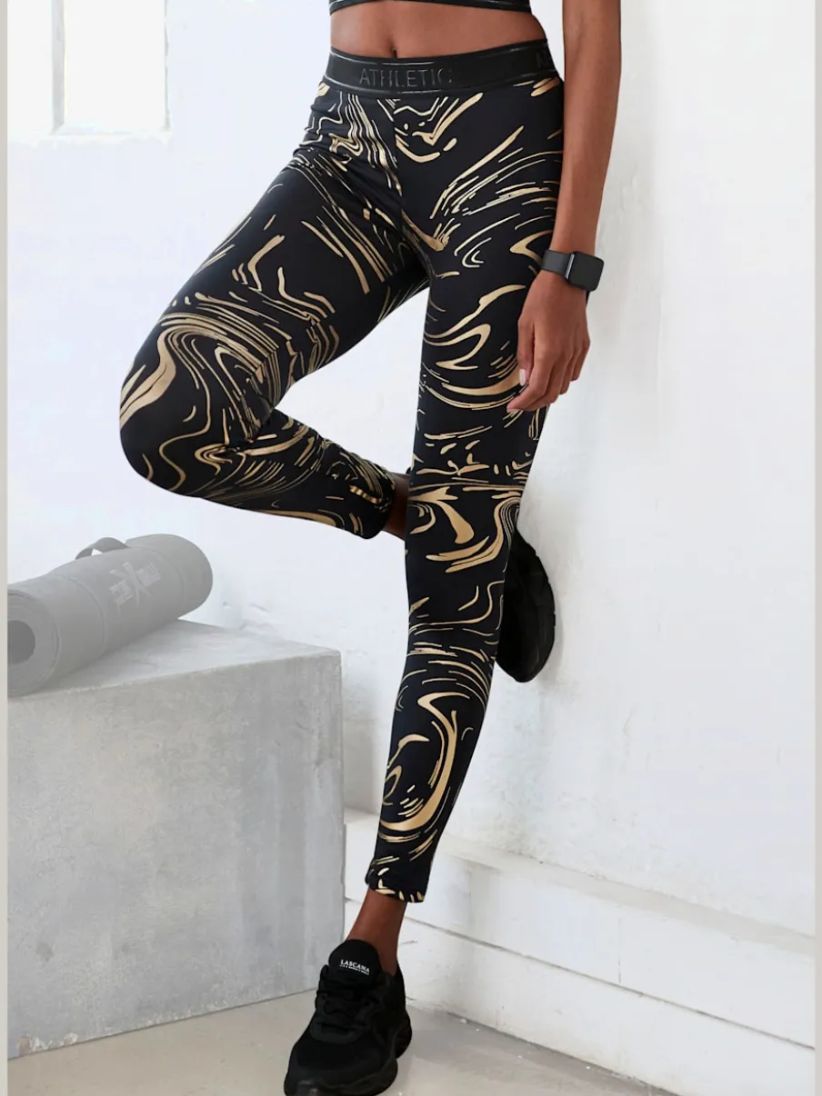 Leggings techniques au motif abstrait avec ceinture personnalisée