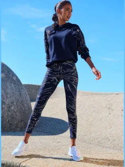 Leggings techniques au motif abstrait avec ceinture personnalisée