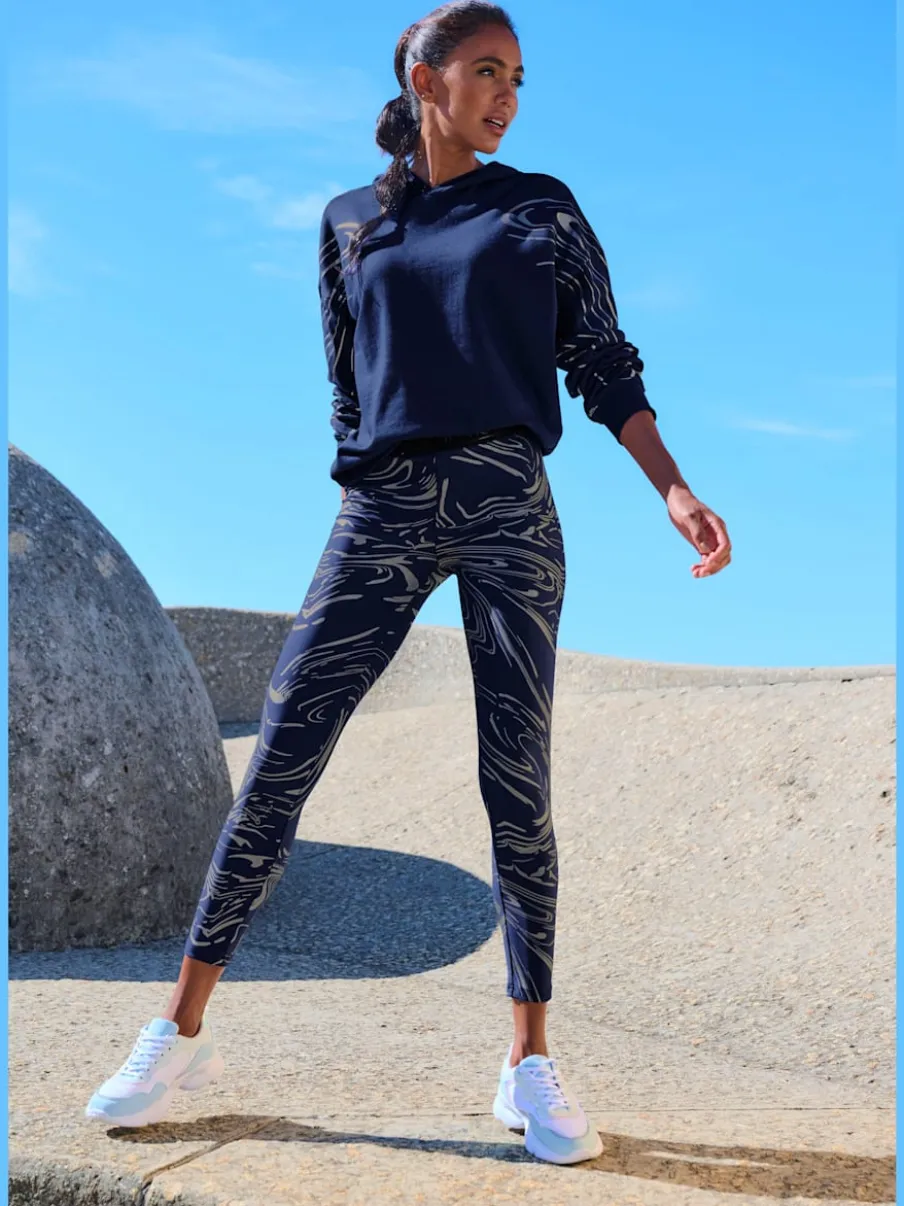 Leggings techniques au motif abstrait avec ceinture personnalisée