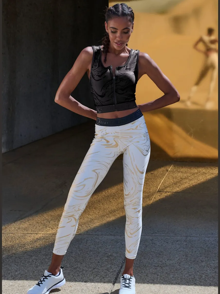 Leggings techniques au motif abstrait avec ceinture personnalisée