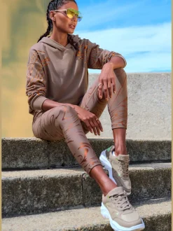 Leggings techniques au motif abstrait avec ceinture personnalisée