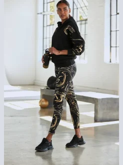 Leggings techniques au motif abstrait avec ceinture personnalisée