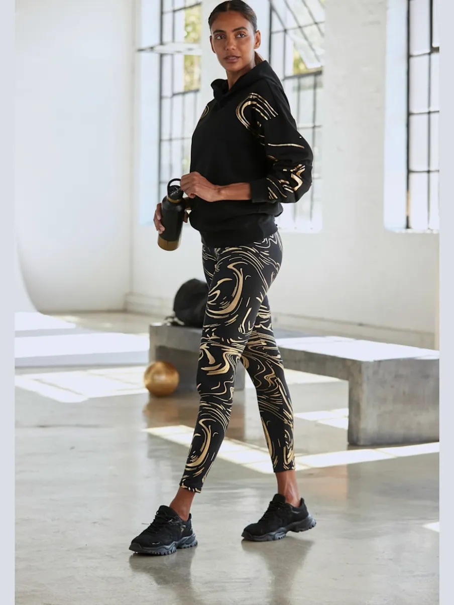 Leggings techniques au motif abstrait avec ceinture personnalisée