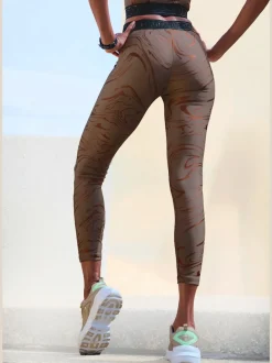 Leggings techniques au motif abstrait avec ceinture personnalisée