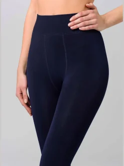Leggings thermiques avec doublure polaire et bords-côtes décoratifs
