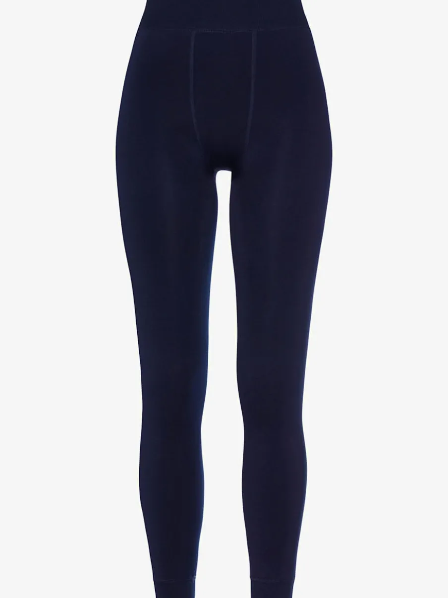 Leggings thermiques avec doublure polaire et bords-côtes décoratifs