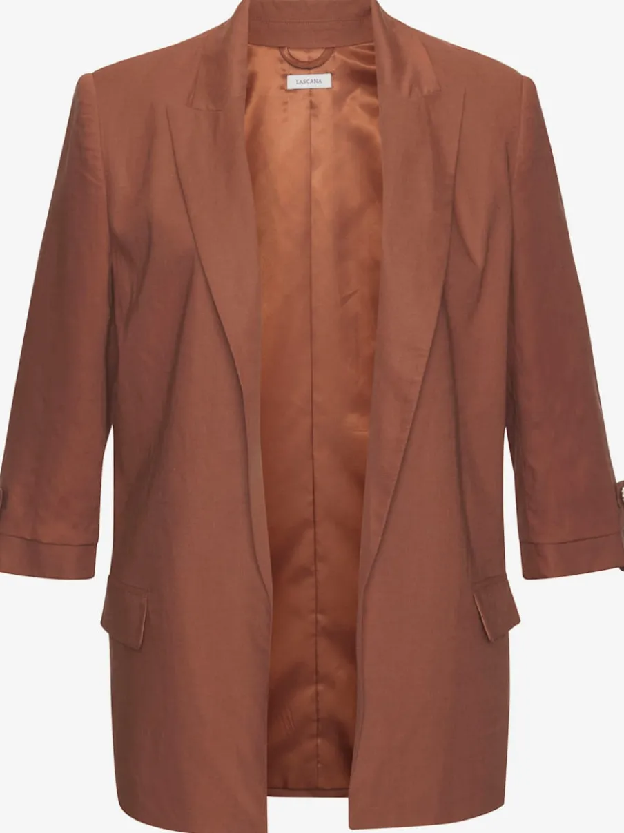 Long blazer à fines épaulettes et manches froncées avec doublure douce