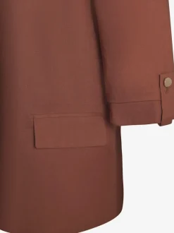 Long blazer à fines épaulettes et manches froncées avec doublure douce