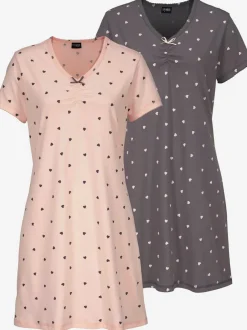 Lot de 2 chemises de nuit courte avec imprimé petits cœurs