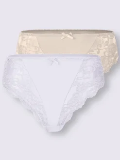 Lot de deux slips avec empiècements en dentelle transparents