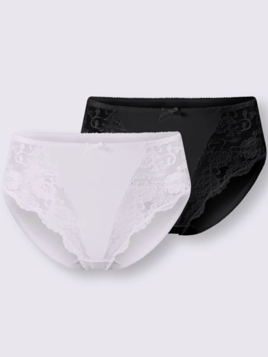 Lot de deux slips avec empiècements en dentelle transparents