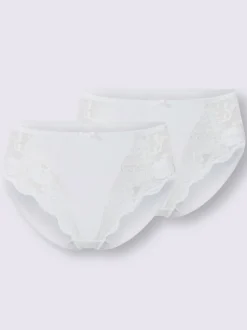 Lot de deux slips avec empiècements en dentelle transparents