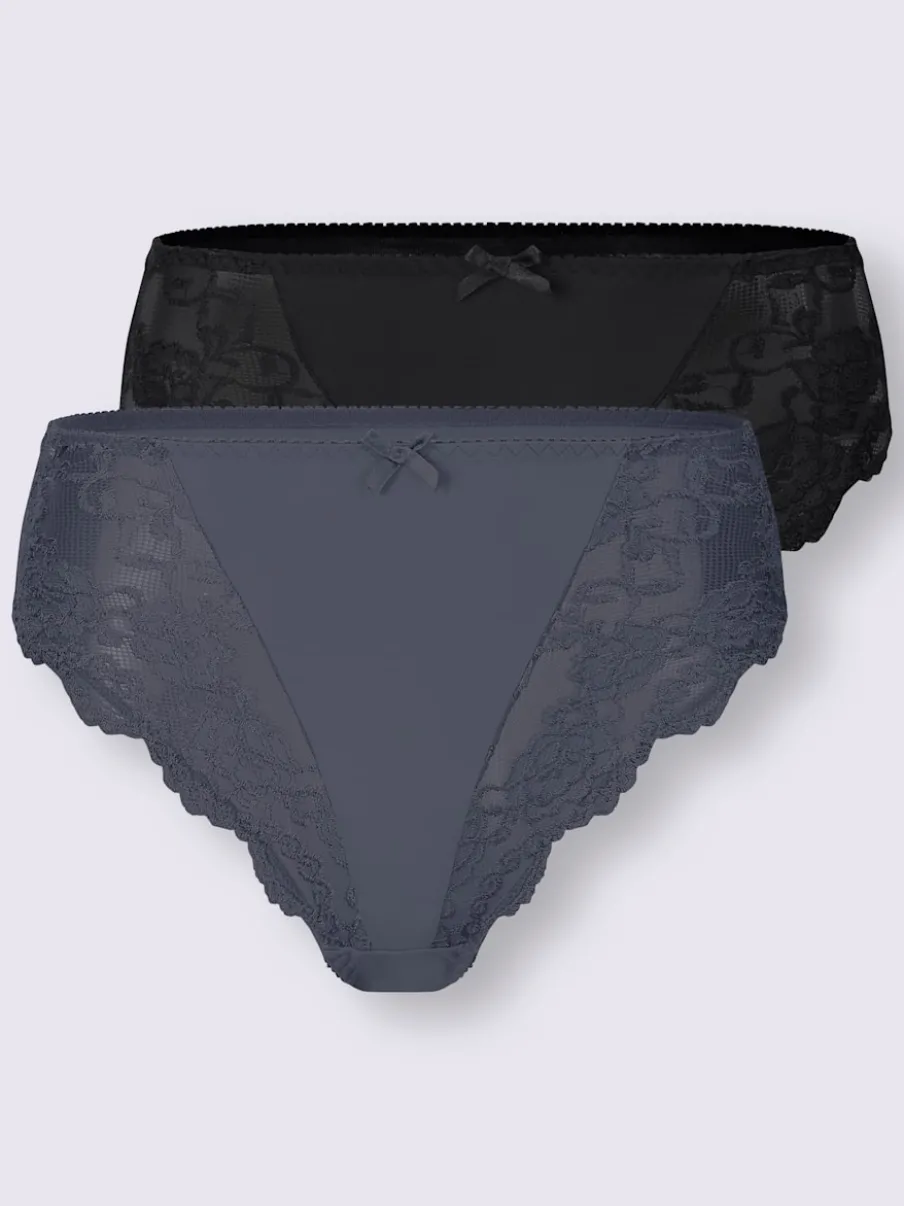 Lot de deux slips avec empiècements en dentelle transparents