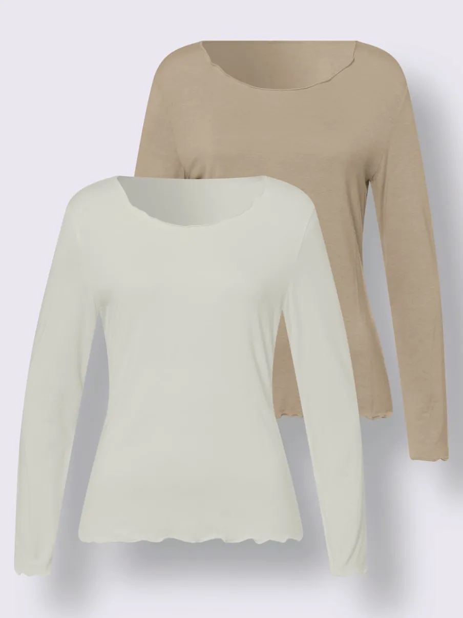 Lot de deux T-shirts légèrement cintrés en viscose douce
