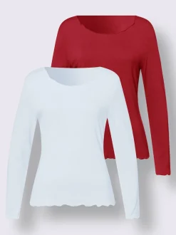 Lot de deux T-shirts légèrement cintrés en viscose douce