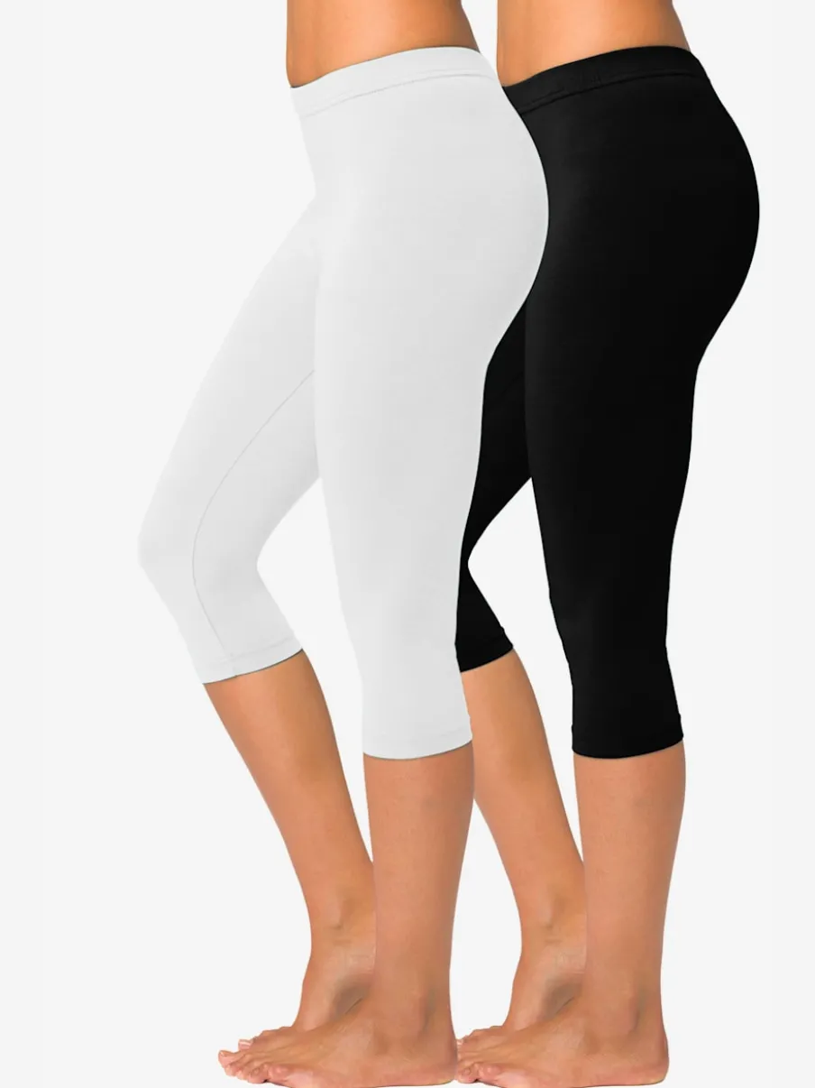 Lot de 2 leggings basiques 3/4 en coton doux