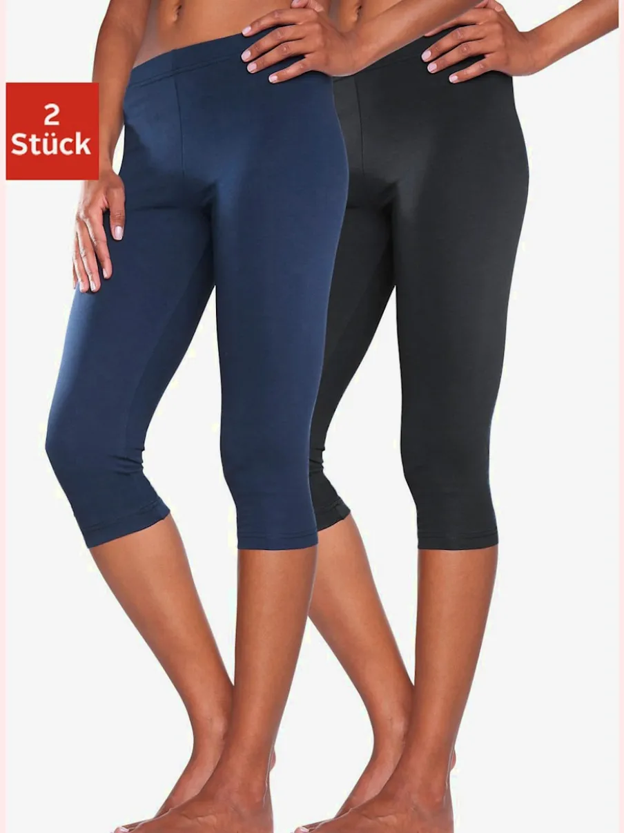 Lot de 2 leggings basiques 3/4 en coton doux