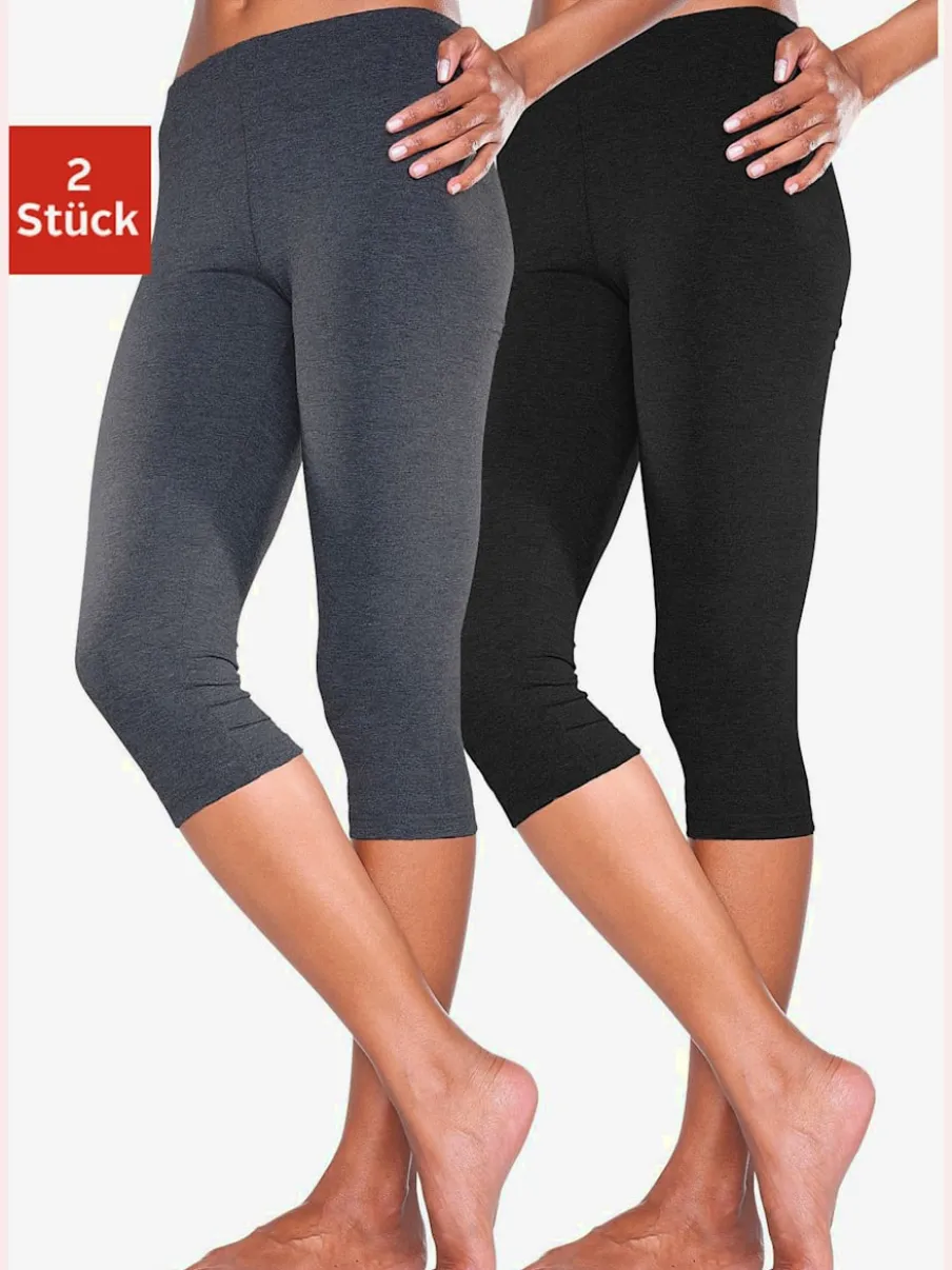 Lot de 2 leggings basiques 3/4 en coton doux