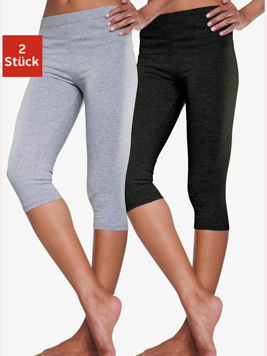 Lot de 2 leggings basiques 3/4 en coton doux