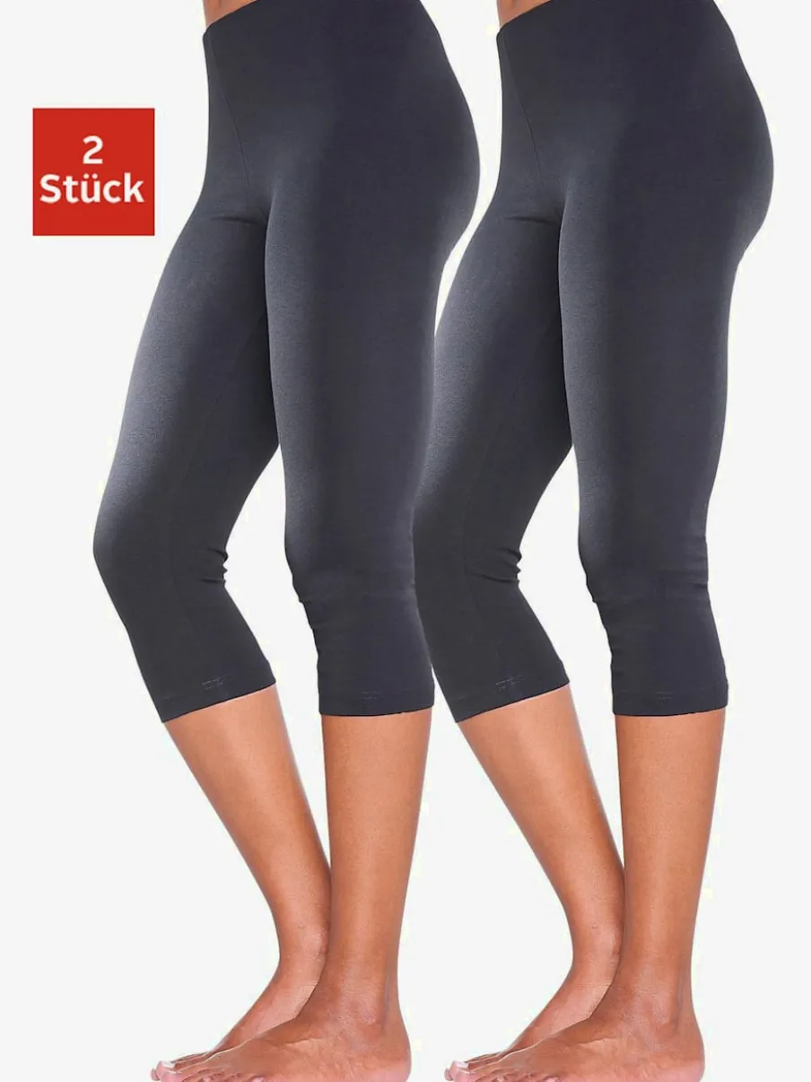 Lot de 2 leggings basiques 3/4 en coton doux