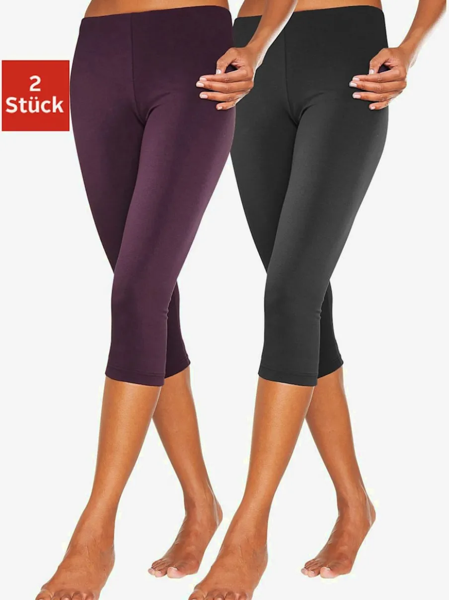 Lot de 2 leggings basiques 3/4 en coton doux