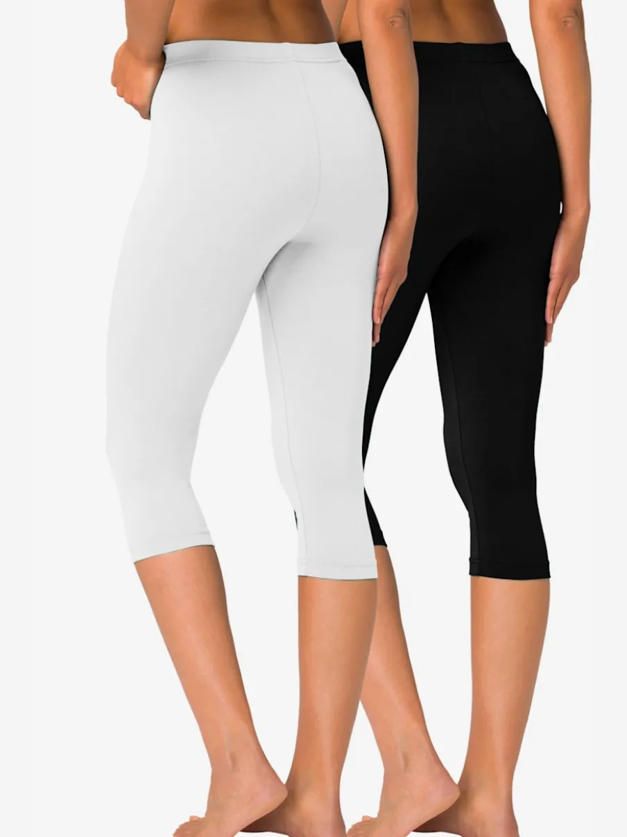 Lot de 2 leggings basiques 3/4 en coton doux