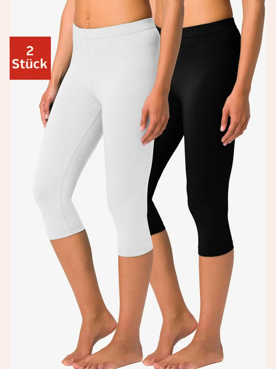 Lot de 2 leggings basiques 3/4 en coton doux