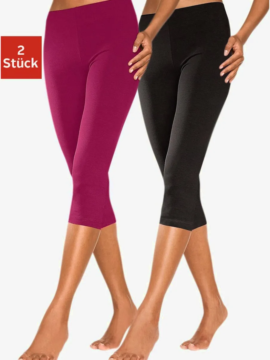 Lot de 2 leggings basiques 3/4 en coton doux