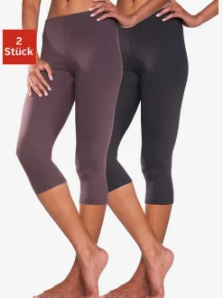 Lot de 2 leggings basiques 3/4 en coton doux