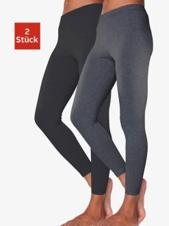 Lot de 2 leggings en coton doux avec élasticité