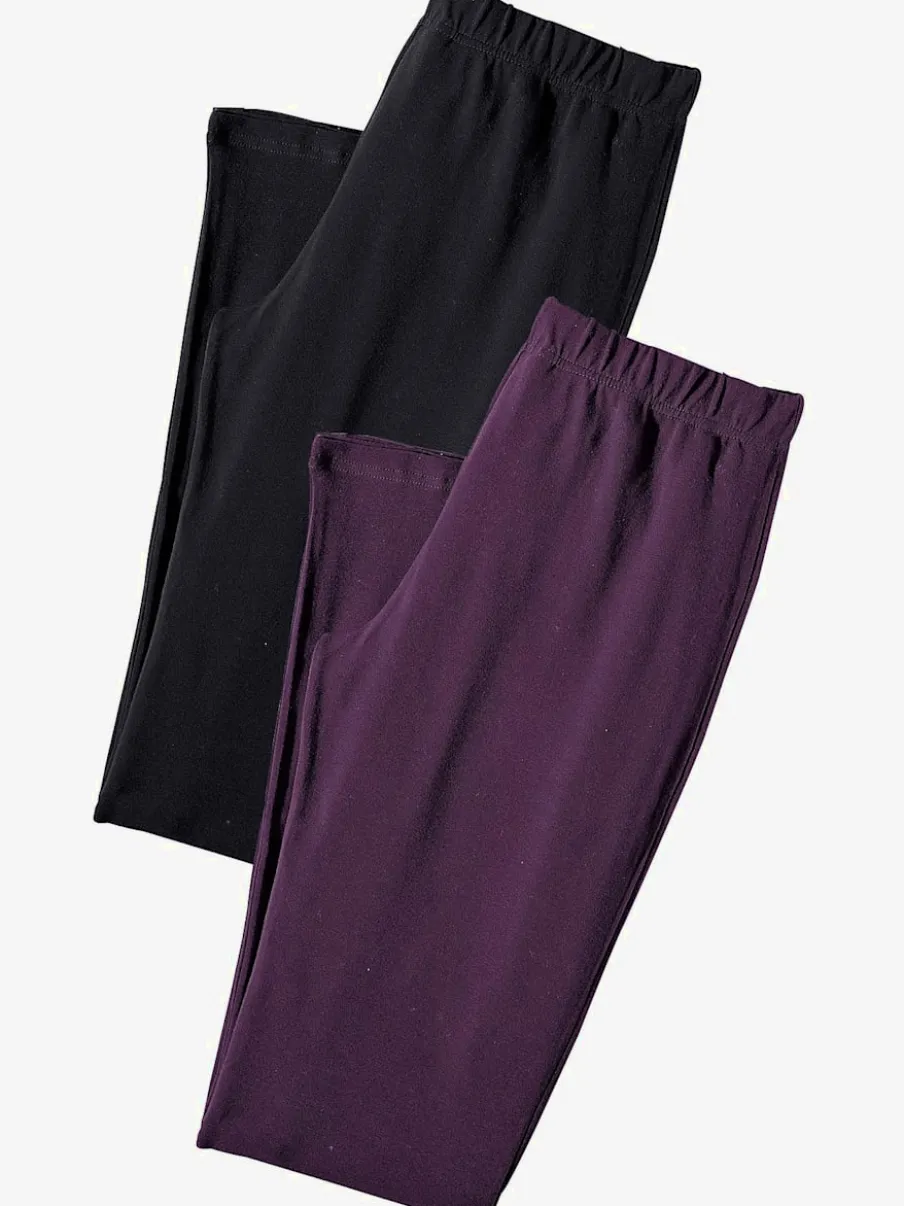 Lot de 2 leggings en coton doux avec élasticité