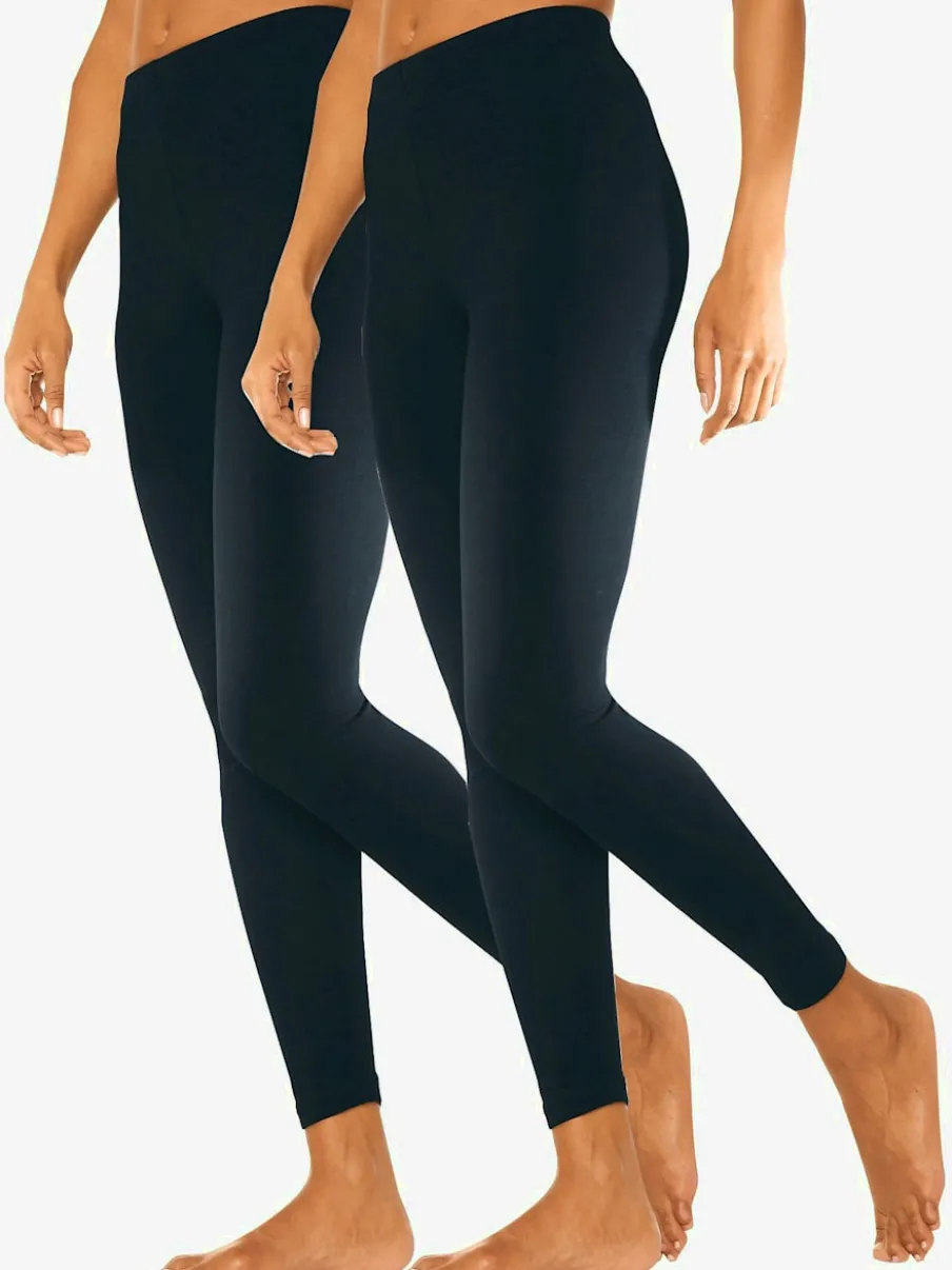 Lot de 2 leggings en coton doux avec élasticité