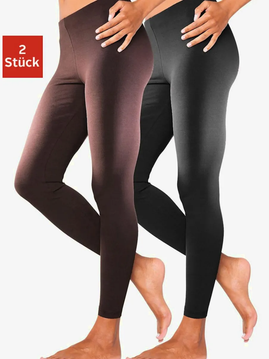 Lot de 2 leggings en coton doux avec élasticité