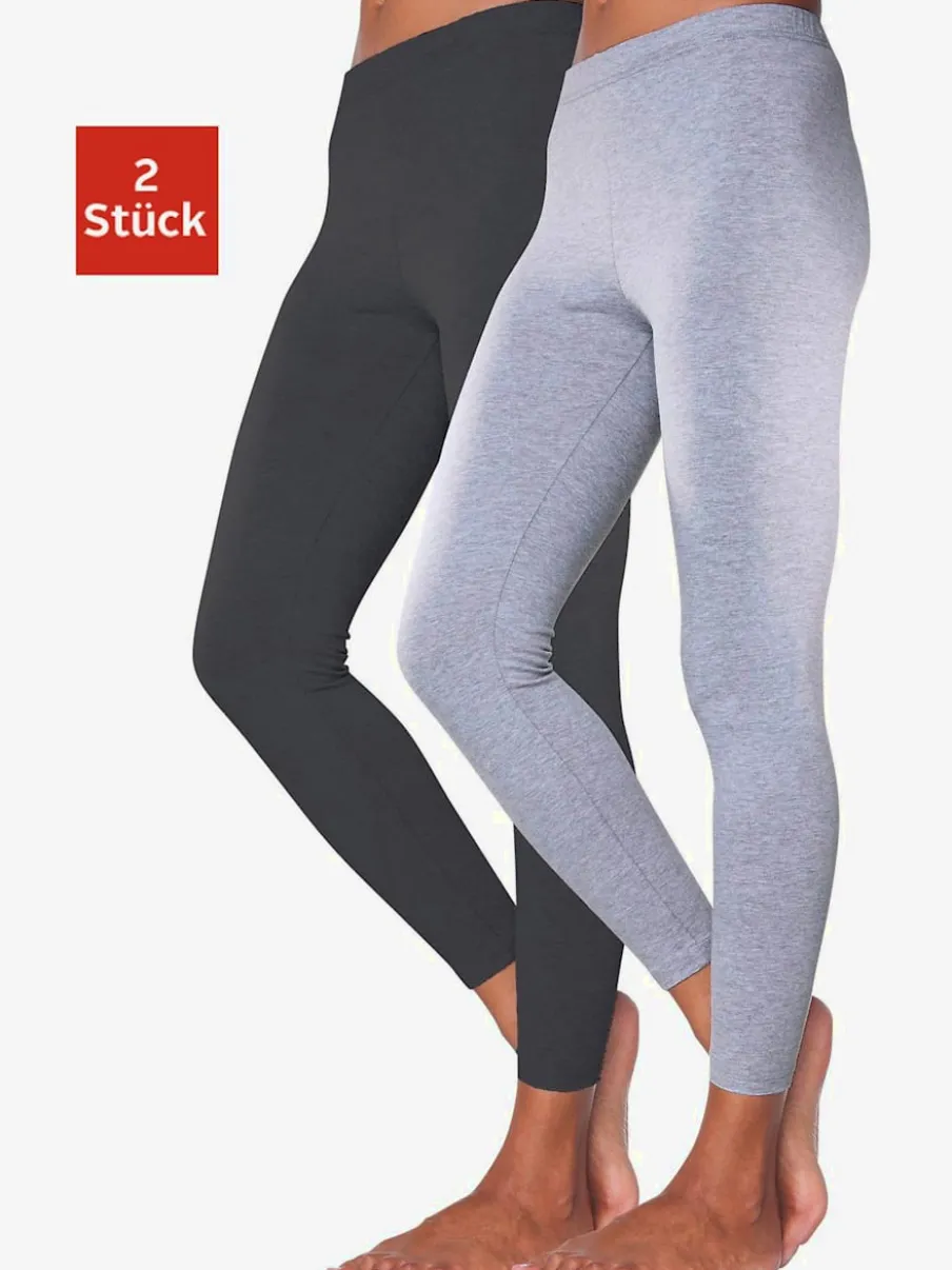 Lot de 2 leggings en coton doux avec élasticité