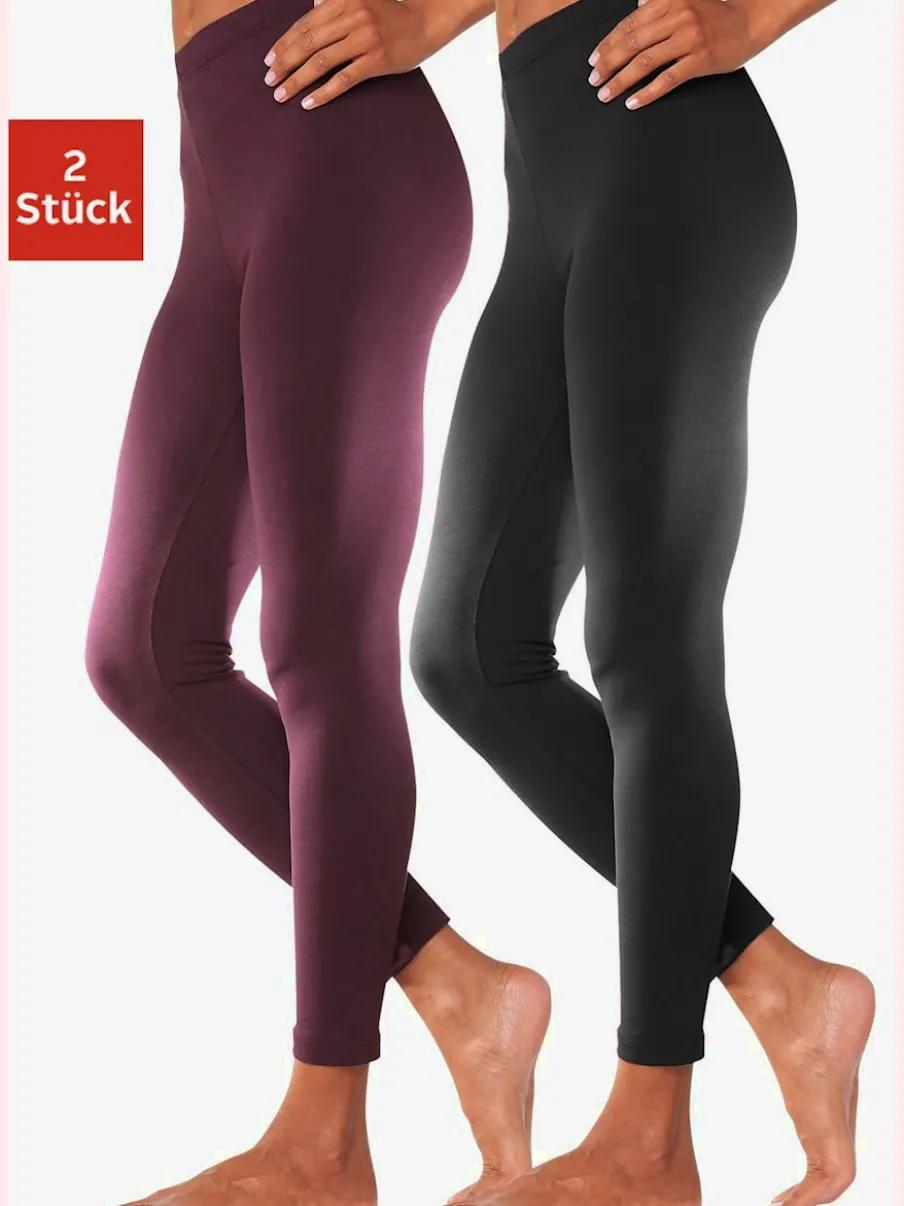 Lot de 2 leggings en coton doux avec élasticité