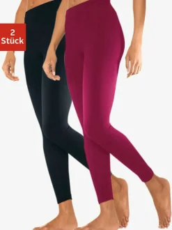 Lot de 2 leggings en coton doux avec élasticité